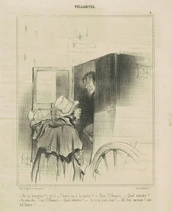 Framed Print : Ou ça bourgeois? C'est-il a l'heure ou... 19th century. Creator: Honore Daumier Framed Print : Ou ça bourgeois? C'est-il a l'heure ou... 19th century. Creator: Honore Daumier