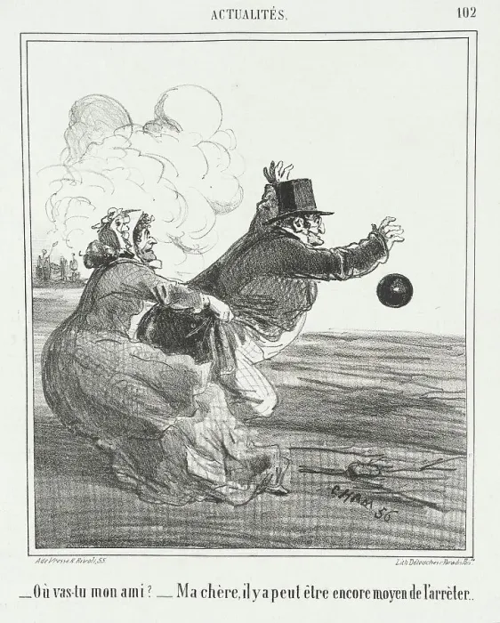 Framed Print : Où vas-tu mon ami? -Ma chère, il y a peut être encore moyen de l'arrêter, 1866. Creator: Cham Framed Print : Où vas-tu mon ami? -Ma chère, il y a peut être encore moyen de l'arrêter, 1866. Creator: Cham