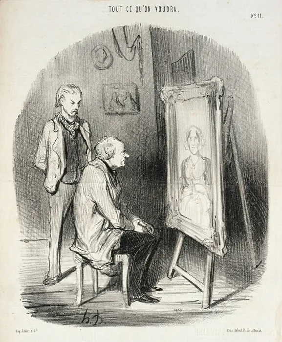 Framed Print : Oui c'est bien feu ma femme!...seulement je trouve que vous l'avez trop flattée!... 1847. Creator: Honore Daumier Framed Print : Oui c'est bien feu ma femme!...seulement je trouve que vous l'avez trop flattée!... 1847. Creator: Honore Daumier