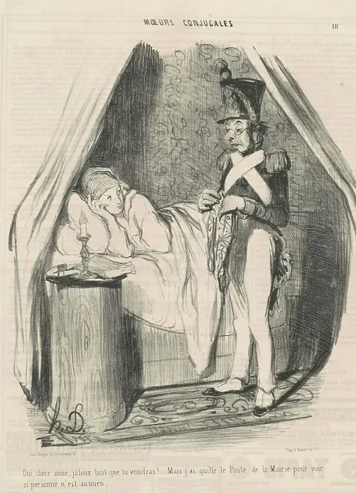 Framed Print : Oui, chère amie, jaloux tant que tu voudras!... 19th century. Creator: Honore Daumier Framed Print : Oui, chère amie, jaloux tant que tu voudras!... 19th century. Creator: Honore Daumier
