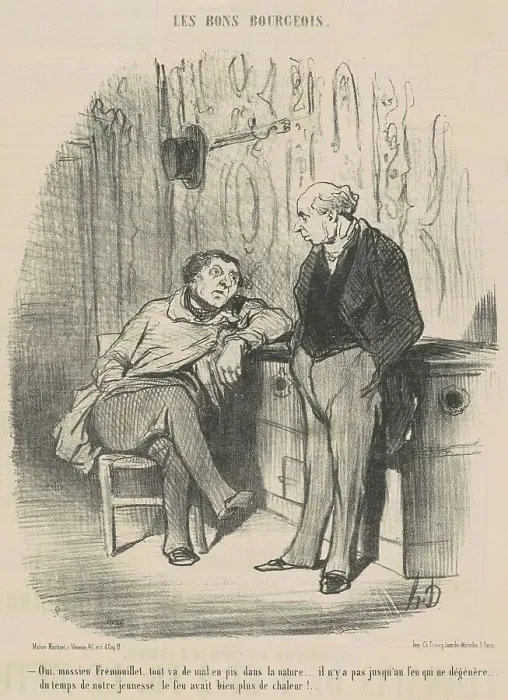 Framed Print : Oui, Mossieu Fremouillet, tout va de mal en pis... 19th century. Creator: Honore Daumier Framed Print : Oui, Mossieu Fremouillet, tout va de mal en pis... 19th century. Creator: Honore Daumier