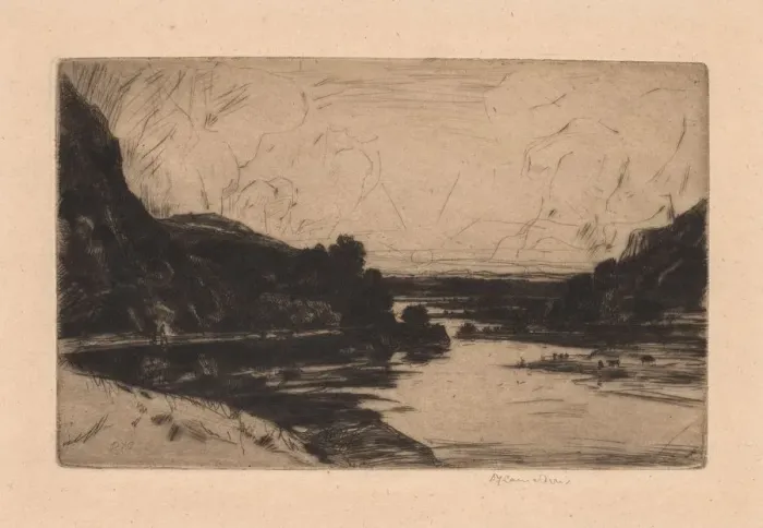 Framed Print : On the Ourtha, 1907. Creator: David Young Cameron (British, 1865-1945) Framed Print : On the Ourtha, 1907. Creator: David Young Cameron (British, 1865-1945)