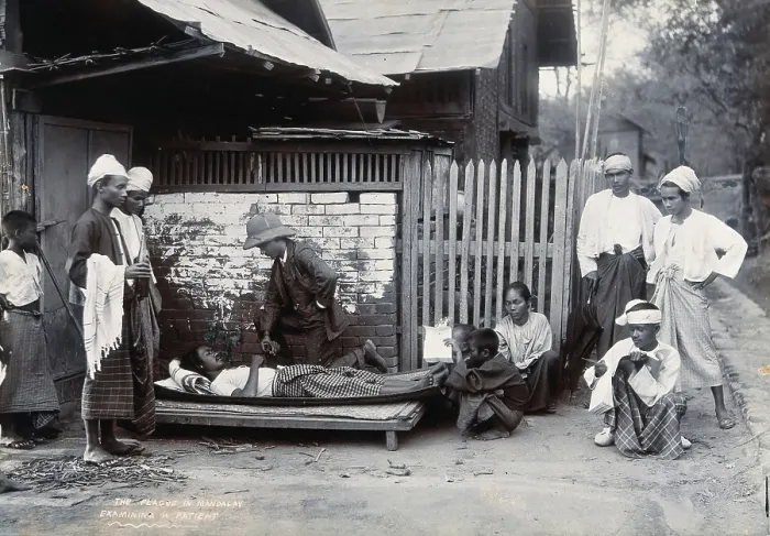 Framed Print : An outdoor examination of a plague patient in Mandalay, 1906. Creator: Unknown Framed Print : An outdoor examination of a plague patient in Mandalay, 1906. Creator: Unknown