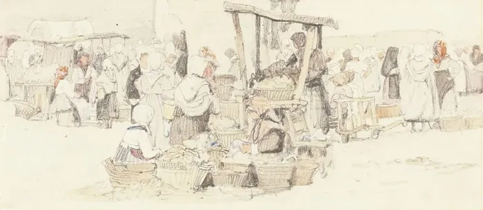 Framed Print : An Outdoor Market. Creator: Samuel Prout Framed Print : An Outdoor Market. Creator: Samuel Prout