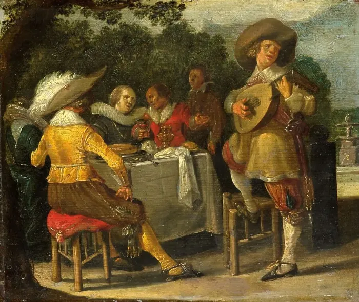 Framed Print : An Outdoor Party, c.1620-c.1630. Creator: Dirck Hals Framed Print : An Outdoor Party, c.1620-c.1630. Creator: Dirck Hals