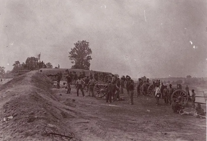 Framed Print : Outer Confederate Line, Petersburg, Captured June 15, 1864, 1864. Creator: Tim O Sullivan Framed Print : Outer Confederate Line, Petersburg, Captured June 15, 1864, 1864. Creator: Tim O Sullivan