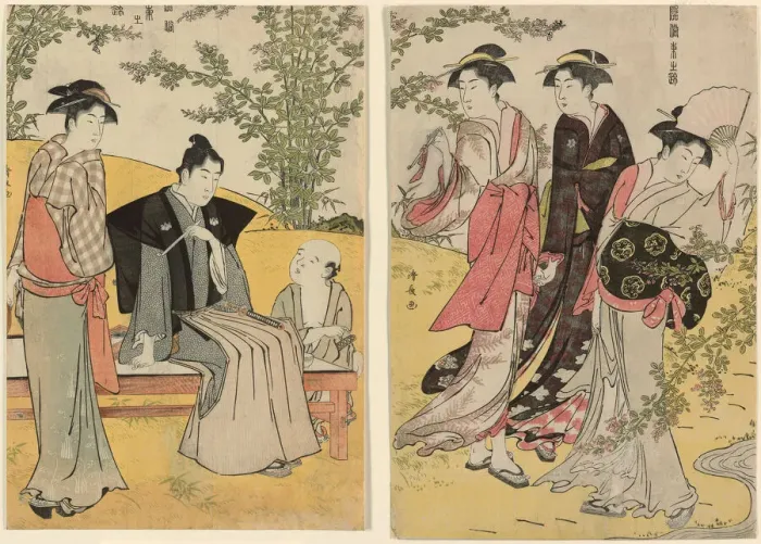 Framed Print : An outing at Hagidera, from the series A Brocade of Eastern Manners Framed Print : An outing at Hagidera, from the series A Brocade of Eastern Manners