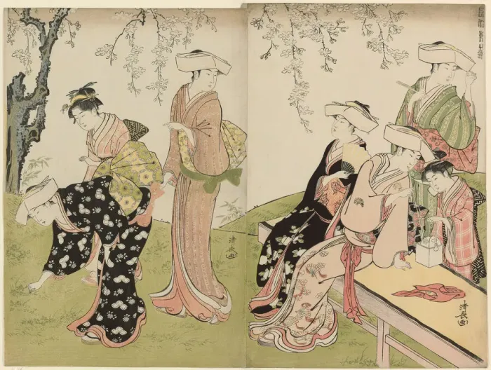 Framed Print : An Outing in Spring, from the series A Brocade of Eastern Manners (Fuzoku azuma no... c) Framed Print : An Outing in Spring, from the series A Brocade of Eastern Manners (Fuzoku azuma no... c)