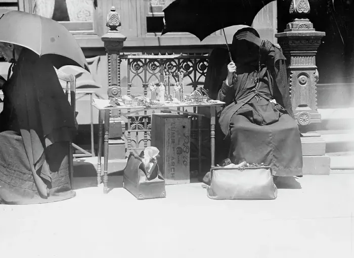 Framed Print : Outside church of St. Jean Baptiste, selling beads, etc. between c1910 and c1915. Creator: Bain News Service Framed Print : Outside church of St. Jean Baptiste, selling beads, etc. between c1910 and c1915. Creator: Bain News Service