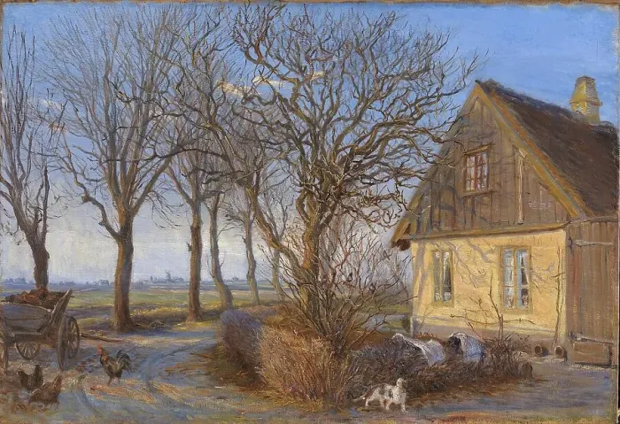 Framed Print : Outside a farmhouse - Maglebylille, 1903. Creator: Theodor Esbern Philipsen Framed Print : Outside a farmhouse - Maglebylille, 1903. Creator: Theodor Esbern Philipsen