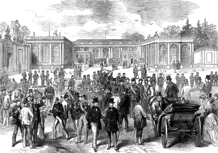 Framed Print : Outside the Grand Trianon during the trial of Marshal Bazaine, 1873. Creator: Unknown Framed Print : Outside the Grand Trianon during the trial of Marshal Bazaine, 1873. Creator: Unknown