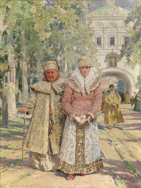 Outside the Monastery Gate, 1916. Artist: Navozov, Vasily Ivanovich (1862-1919)
