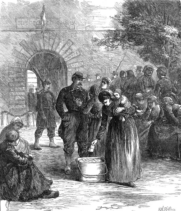 Framed Print : Outside the prison of La Roquette, Paris: letters for the prisoners, 1871. Creator: William Simpson Framed Print : Outside the prison of La Roquette, Paris: letters for the prisoners, 1871. Creator: William Simpson