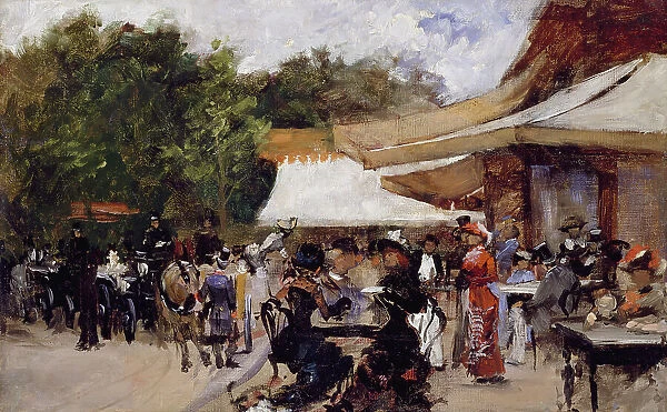 Outside a Restaurant in the Bois de Boulogne. Study, late 19th century. Creator: Hugo Birger