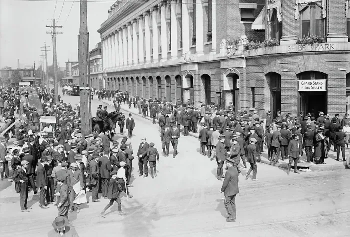 Framed Print : Outside Shibe Park, 10 / 9 / 14, 1914. Creator: Bain News Service Framed Print : Outside Shibe Park, 10 / 9 / 14, 1914. Creator: Bain News Service