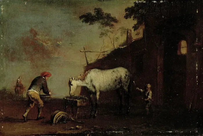 Framed Print : Outside the stable, 1717-1767. Creator: Norbert Grund Framed Print : Outside the stable, 1717-1767. Creator: Norbert Grund