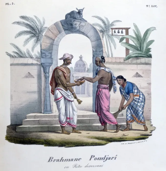 Framed Print : Outside a temple, India, 1828. Artist: Marlet et Cie Framed Print : Outside a temple, India, 1828. Artist: Marlet et Cie