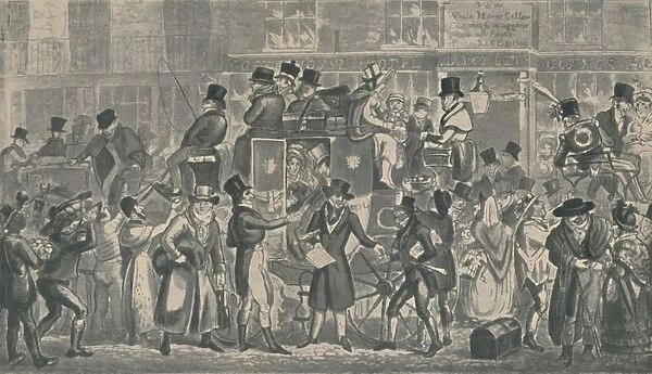 Outside White Horse Cellar, Piccadilly, 1821, (1920). Artists: Isaac Robert Cruikshank