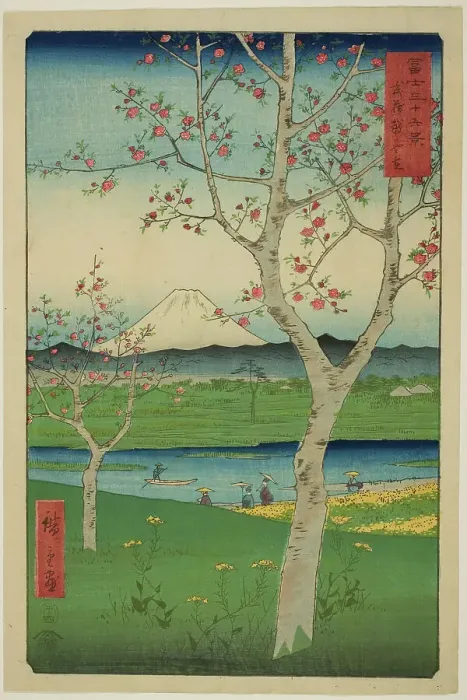 Framed Print : The Outskirts of Koshigaya in Musashi Province (Musashi Koshigaya zai), from the series... 1858. Creator: Ando Hiroshige Framed Print : The Outskirts of Koshigaya in Musashi Province (Musashi Koshigaya zai), from the series... 1858. Creator: Ando Hiroshige