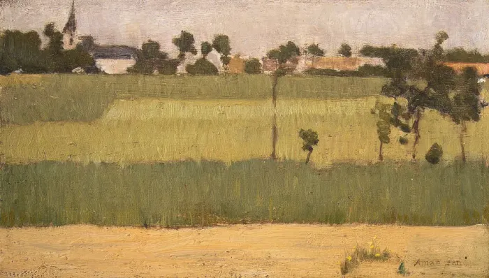 Framed Print : The Outskirts of a Village, ca. 1880. Creator: Edmond Francois Aman-Jean Framed Print : The Outskirts of a Village, ca. 1880. Creator: Edmond Francois Aman-Jean
