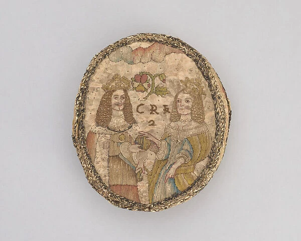 Oval Box Showing Charles II and Catherine of Braganza, England, c. 1660. Creator: Unknown