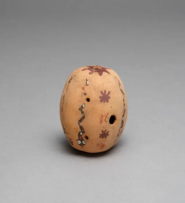 Framed Print : Oval Flute Painted with Serpent and Abstract Star Motifs, 180 B. C. / A. D. 500 Framed Print : Oval Flute Painted with Serpent and Abstract Star Motifs, 180 B. C. / A. D. 500