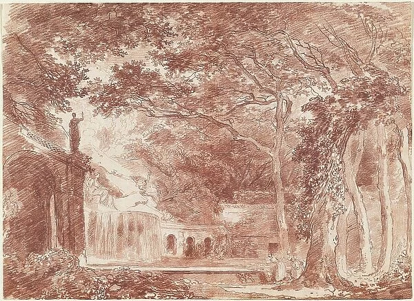 The Oval Fountain in the Gardens of the Villa d'Este, Tivoli, 1760. Creator: Hubert Robert
