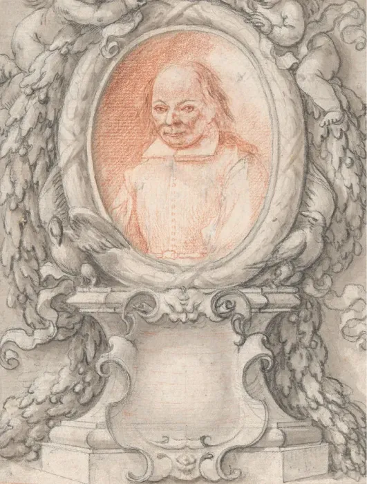 Framed Print : Oval Portrait of a Man in an Elaborate Frame with a Cartouche, ca. 1724 Framed Print : Oval Portrait of a Man in an Elaborate Frame with a Cartouche, ca. 1724