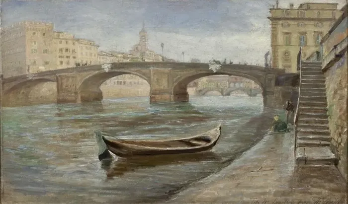 Framed Print : An Overcast Day in Florence near Ponte Santa Trinità, 1888. Creator: Theodor Esbern Philipsen Framed Print : An Overcast Day in Florence near Ponte Santa Trinità, 1888. Creator: Theodor Esbern Philipsen