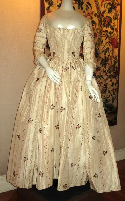 Framed Print : Overgown and Petticoat (Robe al anglaise), England, 1765 / 85. Creator: Unknown Framed Print : Overgown and Petticoat (Robe al anglaise), England, 1765 / 85. Creator: Unknown