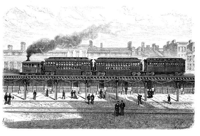 Framed Print : Overhead railway, circulating by the Third Avenue in New-York, engraving 1872 Framed Print : Overhead railway, circulating by the Third Avenue in New-York, engraving 1872
