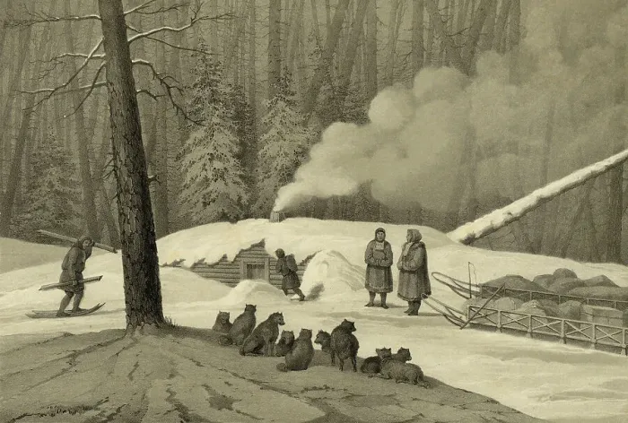 Framed Print : Overnight in the Forest (in the Northern Forests), 1856. Creator: Ivan Dem'ianovich Bulychev Framed Print : Overnight in the Forest (in the Northern Forests), 1856. Creator: Ivan Dem'ianovich Bulychev