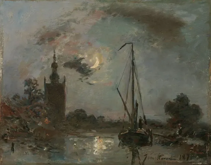 Framed Print : Overschie in the Moonlight, 1871. Creator: Johan Barthold Jongkind Framed Print : Overschie in the Moonlight, 1871. Creator: Johan Barthold Jongkind