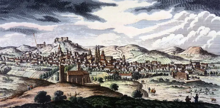 Framed Print : Overview of the city of Burgos, engraving Framed Print : Overview of the city of Burgos, engraving