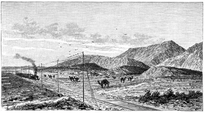 Framed Print : Overview Trans-Caspian railroad near the Kopet - Dagh Mounts, engraving, 1895 Framed Print : Overview Trans-Caspian railroad near the Kopet - Dagh Mounts, engraving, 1895