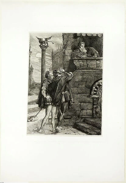 Owake! what ho! Brabantio! thieves! thieves!, plate one from Othello, 1844. Creator: Theodore Chasseriau