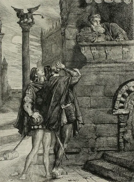 Framed Print : Owake! what ho! Brabantio! thieves! thieves!, plate one from Othello, 1844. Creator: Theodore Chasseriau Framed Print : Owake! what ho! Brabantio! thieves! thieves!, plate one from Othello, 1844. Creator: Theodore Chasseriau