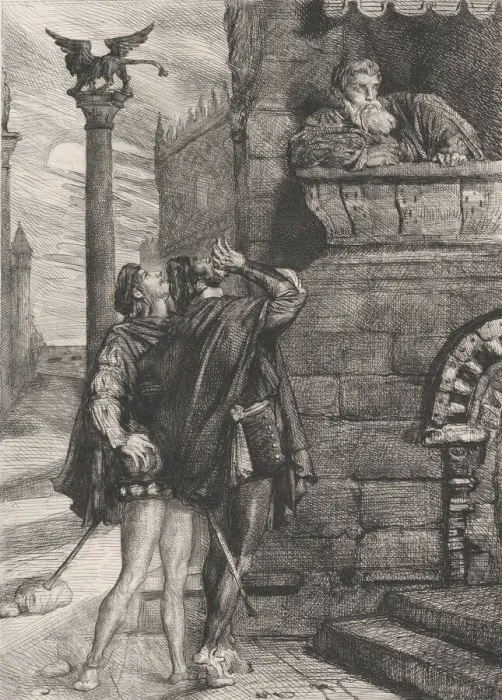 Framed Print : Owake! what ho! Brabantio! thieves! thieves!: plate 1 from Othello (Act 1, Scene 1), 1844 Framed Print : Owake! what ho! Brabantio! thieves! thieves!: plate 1 from Othello (Act 1, Scene 1), 1844