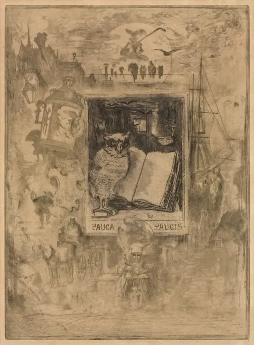Framed Print : The Owl, 1883. Creator: Felix Hilaire Buhot (French, 1847-1898) Framed Print : The Owl, 1883. Creator: Felix Hilaire Buhot (French, 1847-1898)