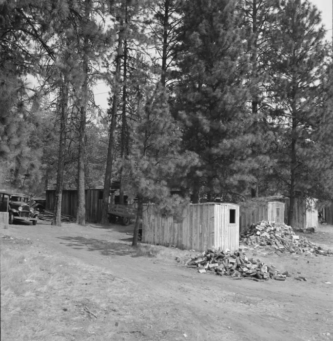 Framed Print : Owner provided cabins and wood but no nearby... near Grants Pass, Josephine County, Oregon, 1939. Creator: Dorothea Lange Framed Print : Owner provided cabins and wood but no nearby... near Grants Pass, Josephine County, Oregon, 1939. Creator: Dorothea Lange