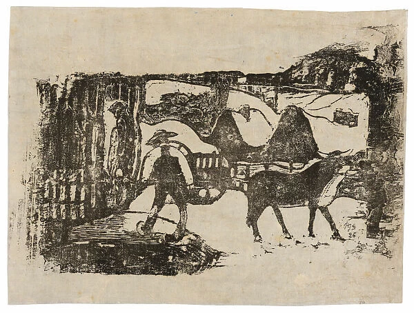 The Ox Cart, from the Suite of Late Wood-Block Prints, 1898  /  99. Creator: Paul Gauguin
