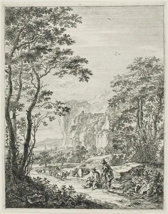 Framed Print : The Ox-Cart, from Upright Italian Landscapes, 1638 / 52. Creator: Jan Dirksz Both Framed Print : The Ox-Cart, from Upright Italian Landscapes, 1638 / 52. Creator: Jan Dirksz Both