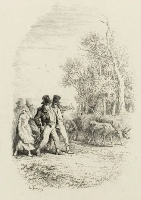 Framed Print : The Oxcart, Illustration from Fables by Lachambaudie, 1851. Creator: Charles Emile Jacque Framed Print : The Oxcart, Illustration from Fables by Lachambaudie, 1851. Creator: Charles Emile Jacque