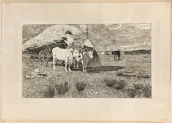 Oxen and Wagon (Maremma), 1886 / 87. Creator: Giovanni Fattori
