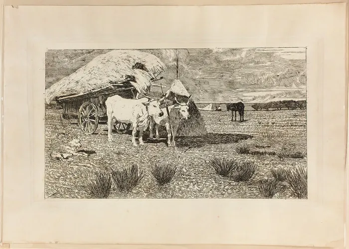 Framed Print : Oxen and Wagon (Maremma), 1886 / 87. Creator: Giovanni Fattori Framed Print : Oxen and Wagon (Maremma), 1886 / 87. Creator: Giovanni Fattori