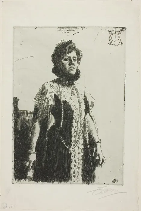 Framed Print : Oxenstierna (Mrs. Aurore Klintberg, née Oxenstierna, Whole length), 1909. Creator: Anders Leonard Zorn Framed Print : Oxenstierna (Mrs. Aurore Klintberg, née Oxenstierna, Whole length), 1909. Creator: Anders Leonard Zorn