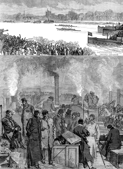 Framed Print : The Oxford and Cambridge Boat-Race, 1880. Creator: Unknown Framed Print : The Oxford and Cambridge Boat-Race, 1880. Creator: Unknown