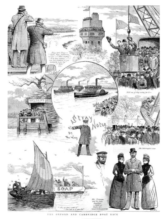 Framed Print : The Oxford and Cambridge Boat Race; Stray Notes, 1890. Creator: Unknown Framed Print : The Oxford and Cambridge Boat Race; Stray Notes, 1890. Creator: Unknown