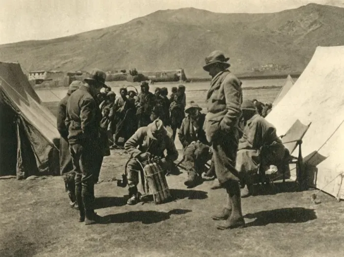 Framed Print : Oxygen Drill in Camp, c1918-c1939. Creator: Unknown Framed Print : Oxygen Drill in Camp, c1918-c1939. Creator: Unknown