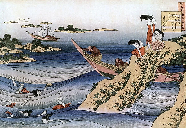 Oyster Fishing, c1785-1849. Artist: Hokusai